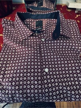 H&M Burgundy Floral Casual Button-Down Shirt